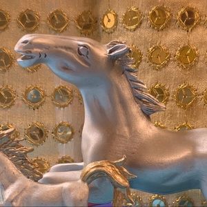 Set of 2 pewter figurines - horse & unicorn